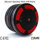 iFox iF013 Bluetooth Shower Speaker - 100% Waterproof Shower Radio. Wireless It Pairs To All Bluetooth Devices - Phones, Tablets, Computer, Games - Black