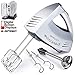 Hand Mixer Electric, MOSAIC Mixer with Cord & Attachments Storage and 4 Stainless Steel Accessories, Easy Eject Handheld Mixer for Whipping Mixing Cookies, Brownies, Cakes, Dough (Gray)