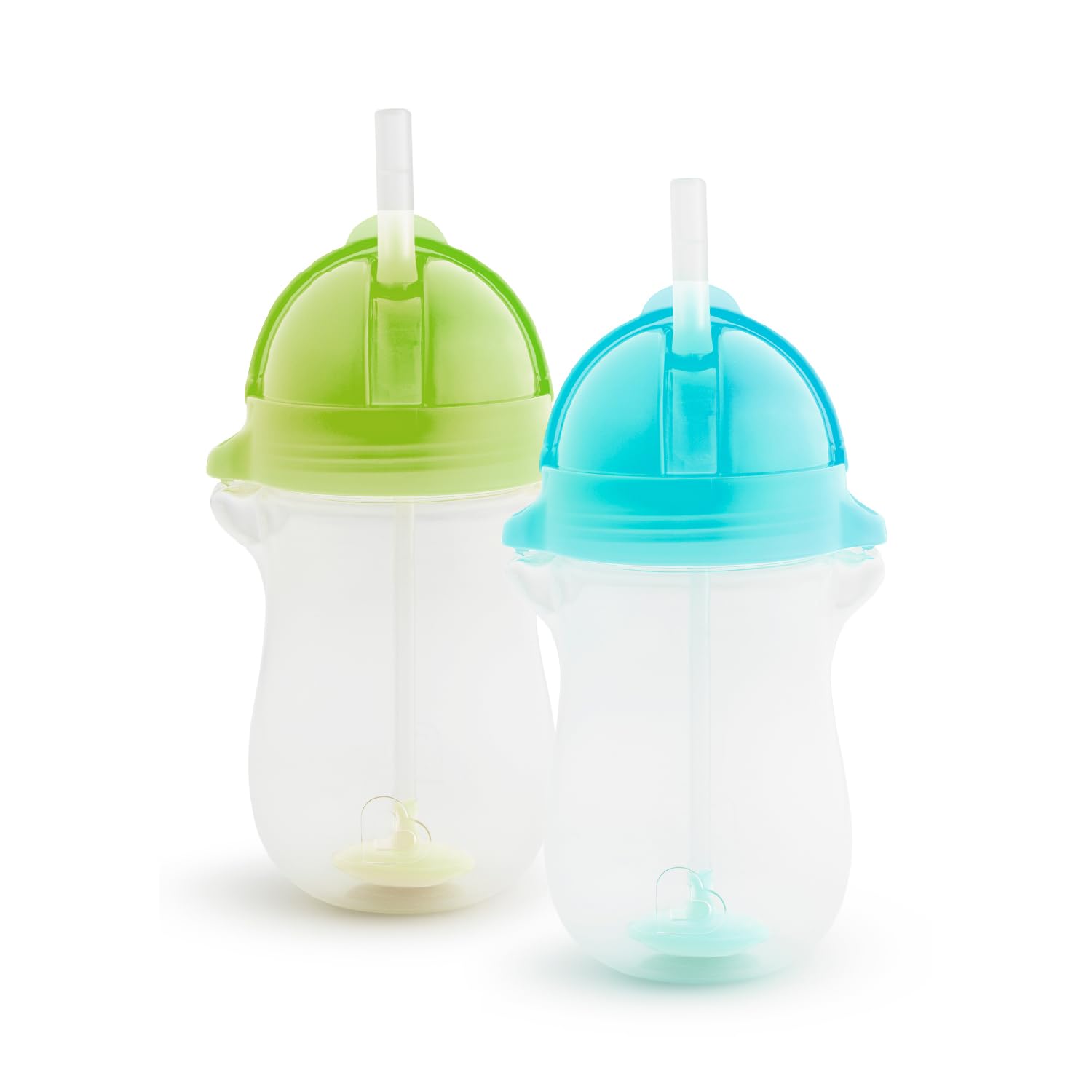 Munchkin Click Lock Tip & Sip Straw Cup Set| Baby & Toddler Sippy Cups with Straw| BPA Free Non Spill Cup| Dishwasher Safe Baby Straw Cup| Weighted Straw Childrens Cups| 10oz/296ml| 2 Pack| Green/Blue