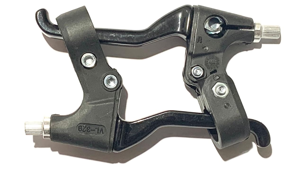 AARNAV Pair of Brake Levers, Black Bike Brake Lever Set, 2.2cm Diameter Three Finger Levers for Most Bikes, Mountain Bikes BMX MTB Bicycle Cycle Lever Set (Black Alloy Lever Set)