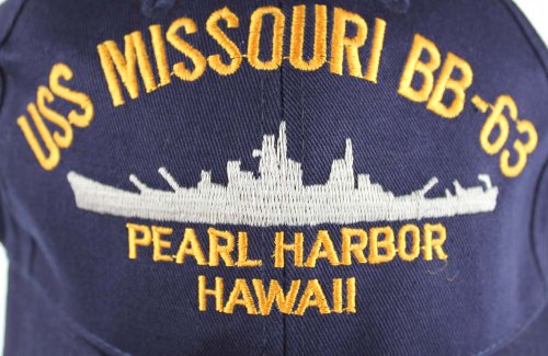 Embroidered USS Missouri Battle Ship cap hat, Navy-blue