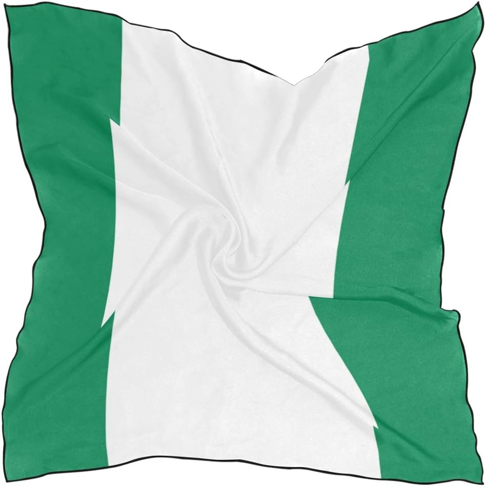 super3Dprinted Nigeria Flag Women's Square Scarf Neck Head Scarf 23.6 x 23.6 inches with 10 bobby pins