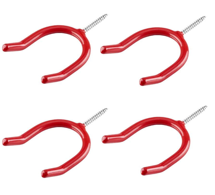 TERF® Tool Hook Screw-in Hooks Storage Shed Garage Utility Hook Multi-Purpose Hooks Set Heavy Duty Wall Mount Vinyl Coated Storage Household Hooks for Garden Garage Shed Tools - Pack of 4