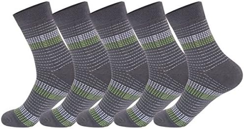PinkBTFY Mens Socks With Striped Daily Casual Leisure Business Breathable Bamboo Socks 5Pairs/Lot Gift Box 3 US7.5-11