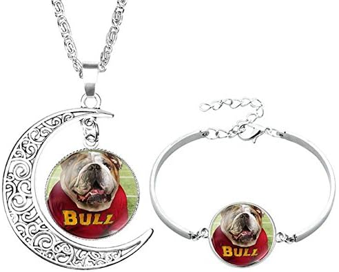 Socutee Ideal Gifts Girls, Women Cute Dog Bulldog Golden Retriever Labrador Times Gem Moon Crescent Necklace Bracelet Set