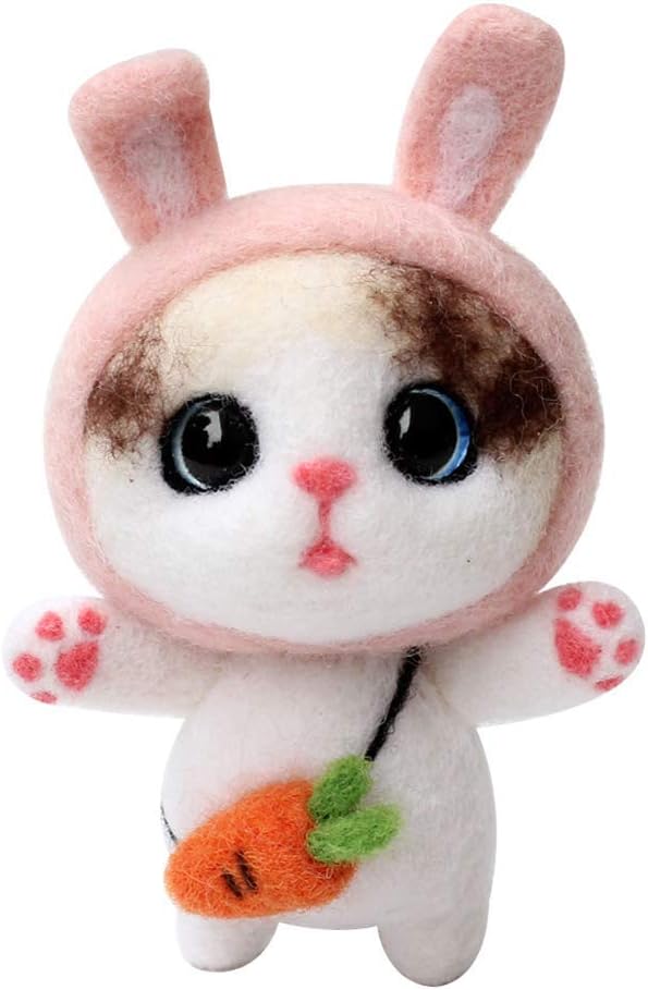 YXQSED Needle Felting Kit Felt Animals Wool Felting DIY Kit with Tools-Rabbit Cat