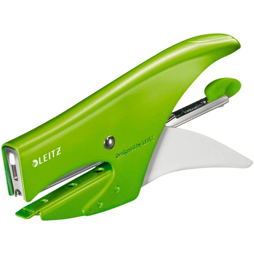 Leitz 55312054 Stapling Pliers, 15 Sheet Capacity, Ergonomic Metal Body, Includes Staples, WOW Range, Green