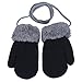 DZT1968 1 Pair Winter Baby Cute Thick Gloves Mittens With String (0-12 Months) (Black)