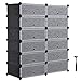 SONGMICS Shoe Rack, DIY Plastic Storage Organizer,Modular closet cabinet with Doors, Black ULPC26H