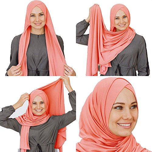 Cotton head scarf, instant hijab, ready to wear muslim accessories for women (Coral) Cotton head scarf, instant hijab, ready to wear muslim accessories for women (Coral)