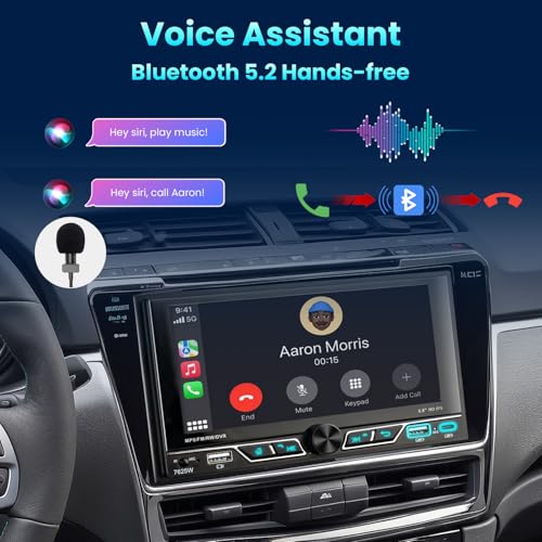 Alondy 2 Din Car Radio with 6.8 Inch Touch Screen Compatible with Wireless Apple CarPlay/Android Auto Bluetooth Rear View Camera AM/FM RDS Radio Type-C USB Quick Charge 2.1A