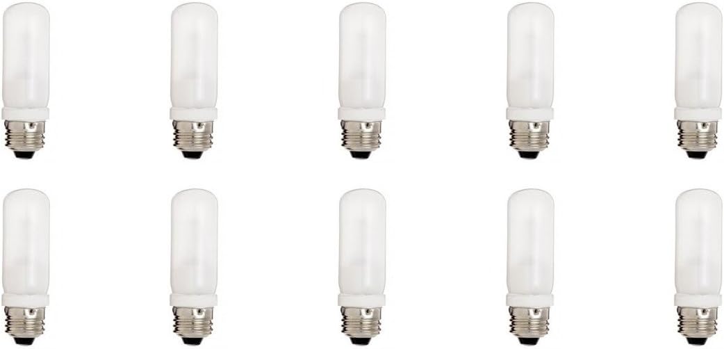 12Vmonster 10 Pack FROSTED Tube JDD E26 screw base 50watt 120v tubular halogen light bulb 110v 130v lamp 50W 120 volt photo studio photography professional kitchen lighting