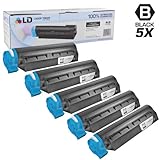 LD Set of 5 Okidata Compatible 44992405 Black Laser Toner Cartridge for the MB451W MFP Printers