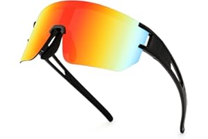 WANWAN Men Women Cycling Sunglasses, 80s Sport Baseball Mirrored Sun Glasses for Youth Adults Running Softball