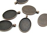 20 CleverDelights Oval Pendant Trays - Antique Copper Color - 22 x 30 mm - Pendant Blanks Cameo Bezel Settings - Custom Jewelry Making