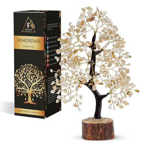 Citrine Gemstone Crystal Tree - Bonsai Style, Decorative Home Accessory, Perfect for House Warming Gifts, Women's Birthday, 10-12 Inch