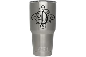 ViaVinyl Monogram die cut decal/sticker. CLICK FOR COLOR/LETTER OPTIONS. AVAILABLE IN FOUR COLORS AND ALL LETTERS A-Z! Great for windows, Yeti and RTIC tumblers, Macbooks and more! (Letter "D", Black)
