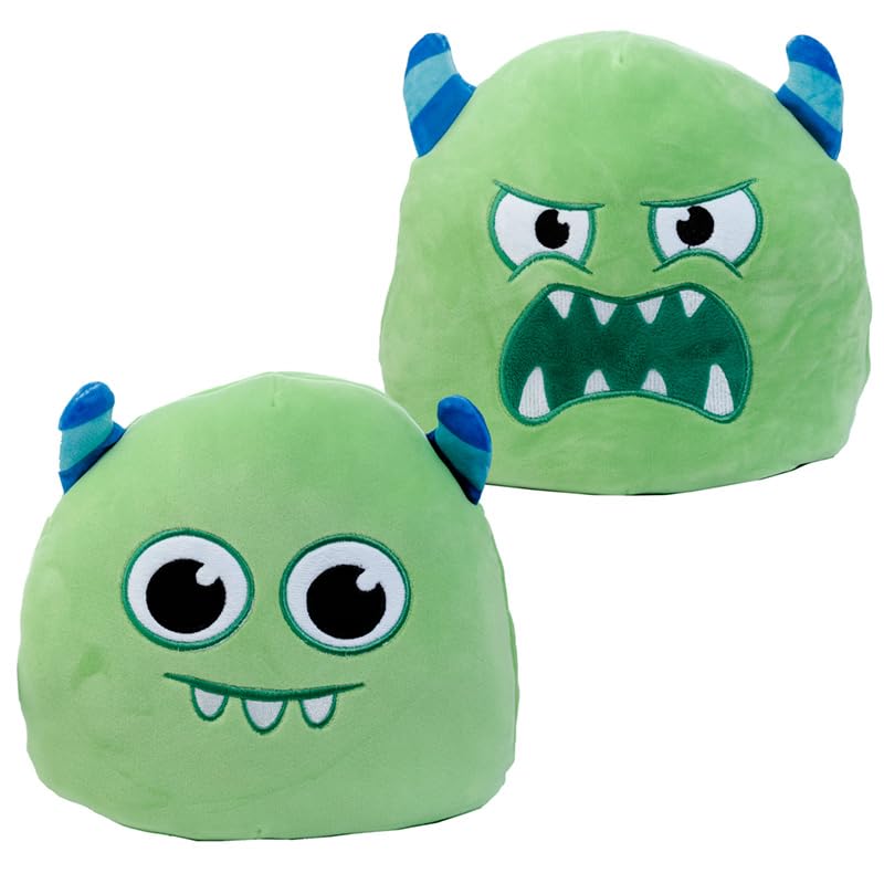 Puckator Squidglys Gary the Green Monster Reversible Monstarz Plush Toy - Plushies Cute Animal Baby Newborn Kids Toys Stuff Gifts Gift For Girlfriend Cuddly Stuffed Toy Plushie
