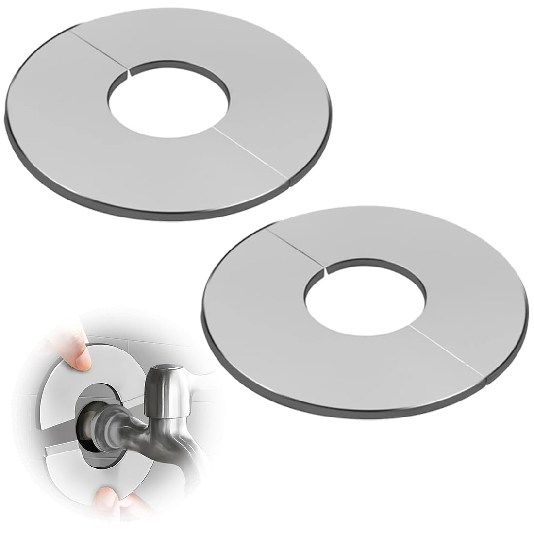 LuLiyLdJ Heating Pipe Rosette, Stainless Steel Pipe Sleeves, 42 mm, Silver, Pack of 2