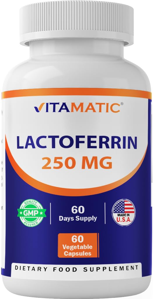Vitamatic Lactoferrin 250mg (Apolactoferrin), 60 Vegetable Capsules - Promotes Healthy Immune Function*