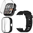 FCMEDZI Screen Protector and Strap Compatible for Xiaomi Redmi Watch 4,Smartwatch Accessories Soft TPU Full Coverage Case and Soft Silicone Band (Pack of 2+1)