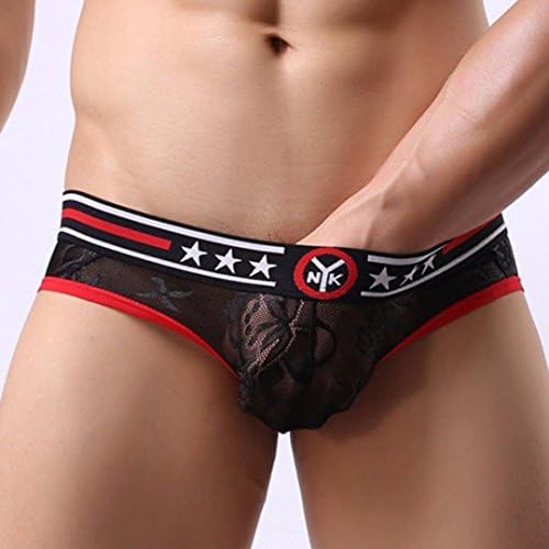 Hot Sale! Men's Underwear,Kstare Mens Hollow Lace Breathe Boxers Briefs Men Bulge Pouch Underpants Soft Shorts (M, Black)