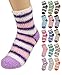 Women's Super Soft Fuzzy Cozy Winter Slipper Socks -Pack of 12 Pairs (9-11, 12 Pairs - Assorted Fun Fuzzy Colors)