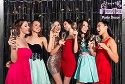 Black Tinsel Curtain Party Backdrop Glitter