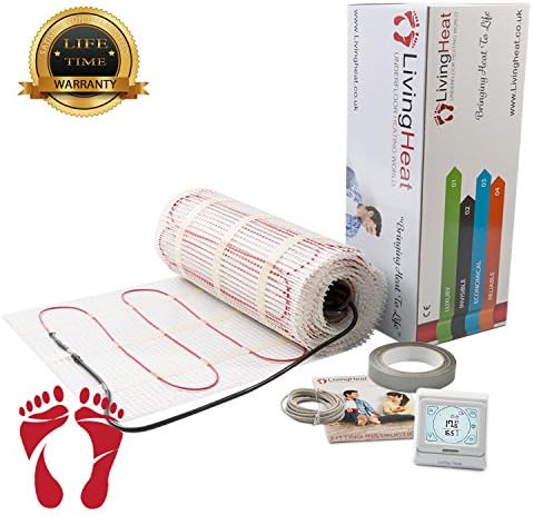 Underfloor Heating Mat Kit with Digital Thermostat 3sqm All Sizes Available. 150w/m2 Electric Under Tile Floor Heating with Lifetime Warranty and Next Day Delivery 3sqm White Digital Thermostat