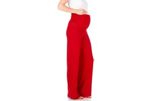 My Bump Women's Maternity Casual Bohemian Damask Palazzo Pants W/Tummy Control