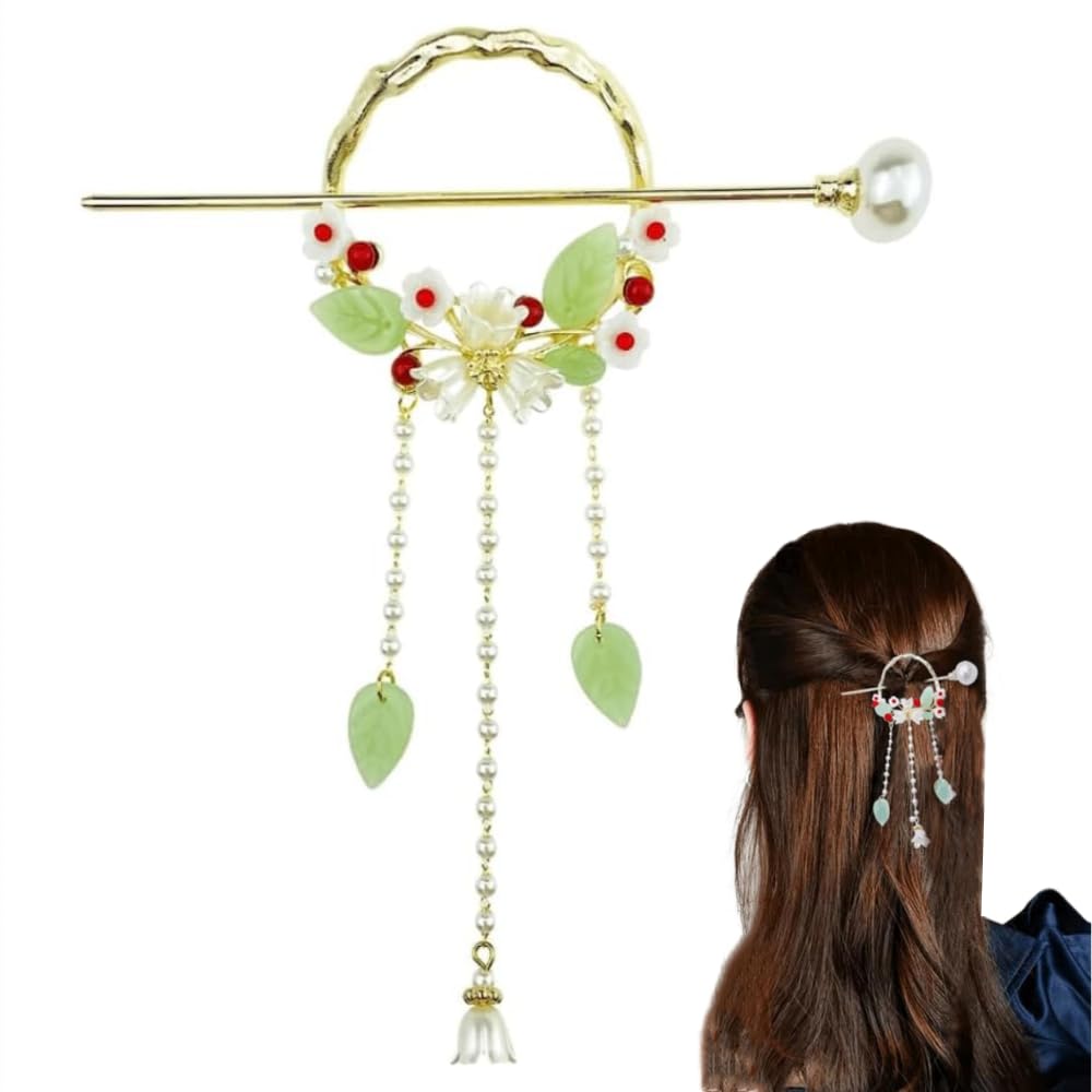 HawZeerLy Chinese Hair Sticks with Tassels and Pearls - Hanfu Hair Jewelry Accessories for Women & Girls