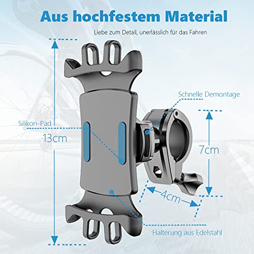 Aunsuy Handyhalterung Fahrrad, Universal Handyhalterung Motorrad 360°Drehbare Anti-Vibration Handyhalter Fahrrad für iPhone 13 Pro Max/12/11/X/XR/XS MAX, Samsung Galaxy S20 für 4,0-6,8 Zoll Handys
