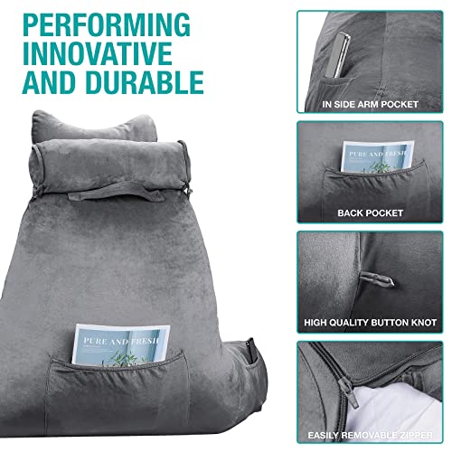 Vekkia XXL Soft Reading & Bed Rest Pillow with Higher Support Arm