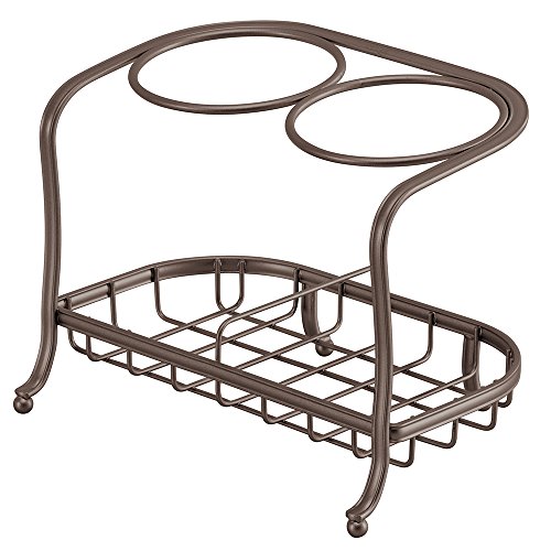 iDesign York Lyra Countertop Hair Care Tools Holder for Hair Dryer, Flat Iron, Curling Wand, Straightener – Bronze