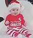 Christmas Outfits Baby Boys Girls My First Christmas Rompers with Xmas Hat Clothes Set(12-18M) Red