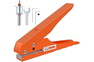 Single Hole Punch Pliers for 5/16 Inch (8 mm) Round Holes, Adjustable Screw Cover Punch with Taper Drill Bit, for Paper Leath