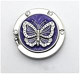 LingStar Fashion Round Folding Butterfly Accent Hook Purse Handbag Table Hanger Purple Folding Handbag Purse Hanger Hook