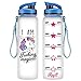LEADO 32oz 1Liter Motivational Tracking Water Bottle with Time Marker - I Am Fucking Magical - Funny Unicorn Lover Birthday Gifts for Women Best Friend, Daughters, Mom, Girls - Drink More Water Daily
