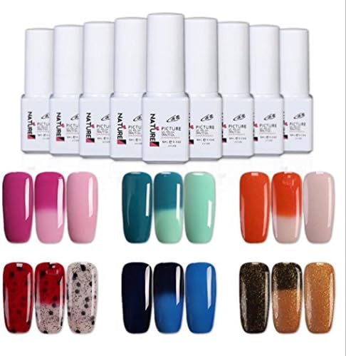 UV gel nail polish color changing UV LED Color Changing Mood Chameleon Gel Polishes for Nails 6 Colors 0.21 OZ (055-060)