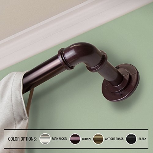 InStyleDesign Modern Industrial Steel Pipe 1-inch Dia. Adj Curtain Rod Black 48 to 84 inches Black Finish - Thumbnail 3