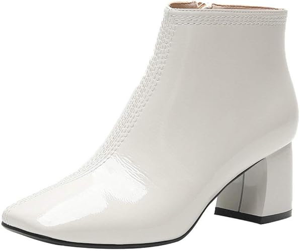 Amazon Anmengxinling レディース 太ヒール ショートブーツ Ol風 痛くない レディース靴 チャンキ ロー 大きいサイズ 歩きやすい シンプル 太 袴ブーツ ファスナー付き 通勤 カジュアル ブーツ ブーティ