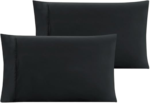 Amazon Com Grand Linen Queen Size Solid Black Pillow Cases 1500