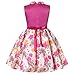 Dress Girl Kids Dresses Girls Retro Floral Knee-Length Summer Garden Party Dresses Church Dresses Girl's Sleeveless Cute Vintage Birthday Party Dresses Size 5 4-5 (1862-2 Fushia, 5)