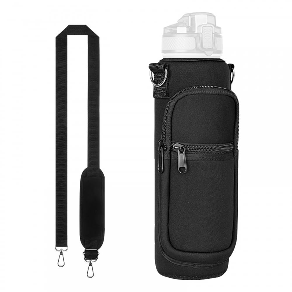 DONGKER Water Bottle Carrier Bag,1L Water Bottle Sling Bag w/Adjustable Shoulder Strap & Phone Pocket for Daily Hiking Travelling Camping