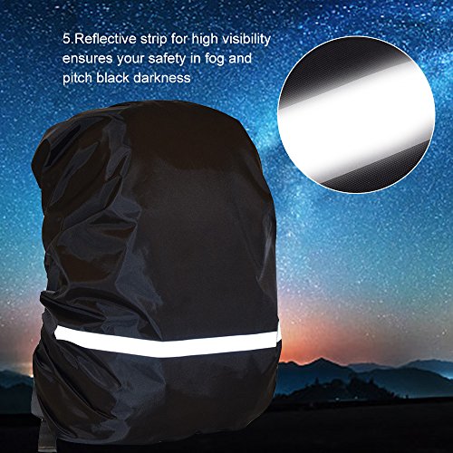 EDOBIL Rainproof Cover Waterproof Backpack Rain Cover With Reflective Strip for Hiking Camping Traveling Outdoor Activities (Black, Medium)