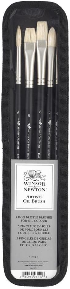 Winsor & Newton Artists Hog Oil Brush Pack of 5 Large Black