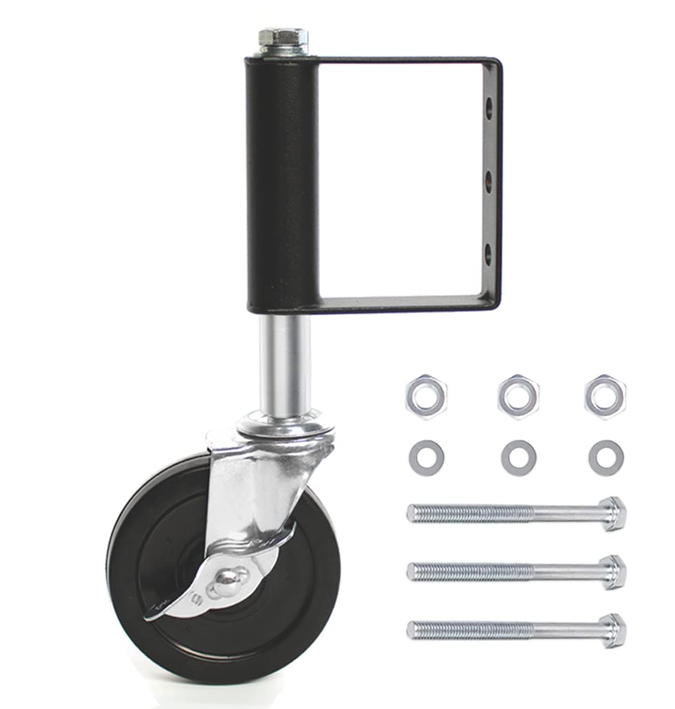 4 Inch Heavy Duty Spring Loaded Gate Caster Wheels with Side Lock Brake, 100KG Load Capacity per Wheel, Pack of 1