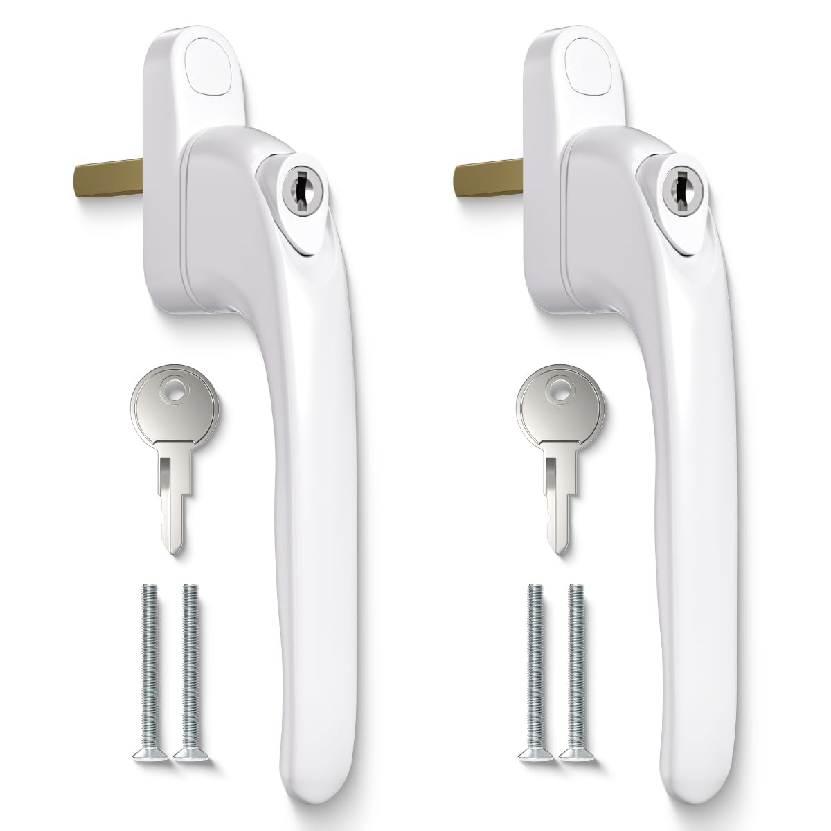 Bwintech 2 Pcs in-Line White UPVC Aluminium Window Handle, 43mm Spindle for Indoor and Outdoor UPVC Window