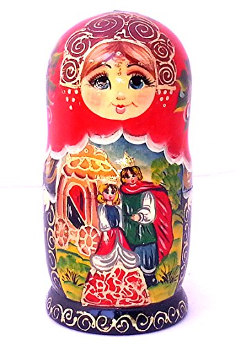 Cinderella Russian Nesting dolls Hand Carved Hand Painted 7 piece DOLL Set fairy tale