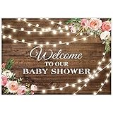 Allenjoy 7x5ft Rustic Floral Wooden Backdrop Wrinkle Free Baby Shower Bridal for Studio Photography Pictures Brown Wood Floor Flower Wall Background Newborn Birthday Party Banner Photo Shoot Booth